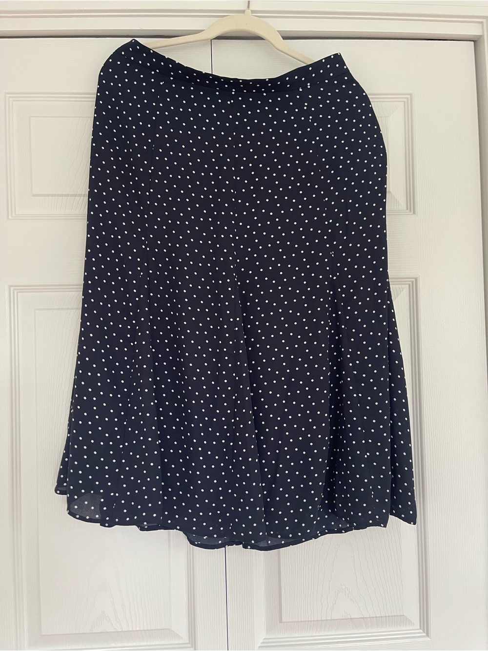 LOFT Navy Polka Dot A-Line Midi Skirt